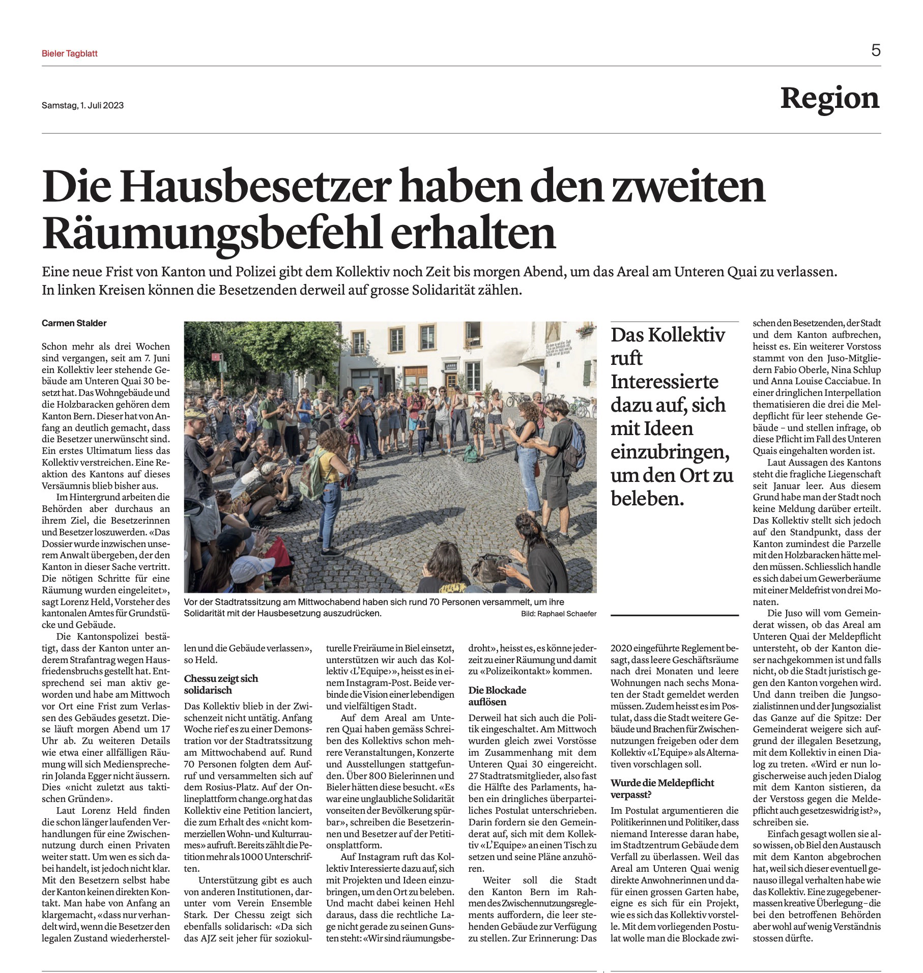 BIELER TAGBLATT - Samstag 1 Juli 2023 BIELER TAGBLATT - Samstag 1 Juli 2023